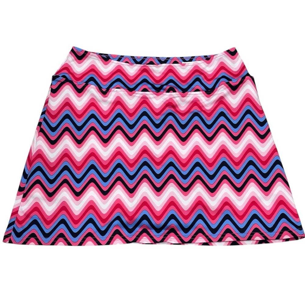 NWT Golftini Willpower Pink Red Blue Zig Zag 16.5” Golf Skort Women’s 4 - Picture 3 of 7